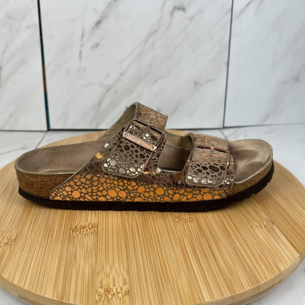 Birkenstock Arizona Womens Size 8 Narrow Metallic Stones Copper Sandals Shoes